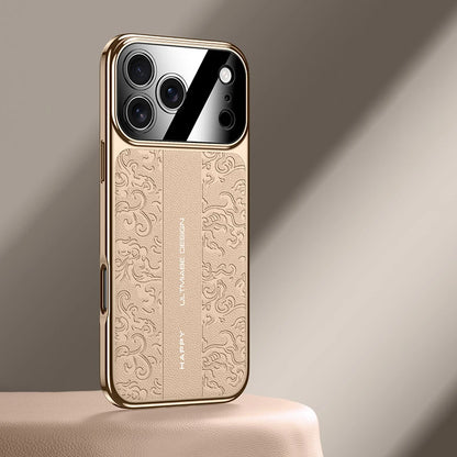 Luxurious Leather Back Electroplated Soft TPU Cover Case For iPhone 17 pro Max Air iPhone 16 15 14 ProMax
