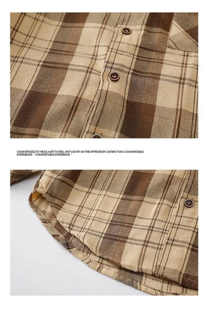 1PCS Autumn Blouses & Shirts New Spring Boy Shirt Plaid Long-sleeved Children's Fashion Tops Boys Handsome Spring Jacket Shirt