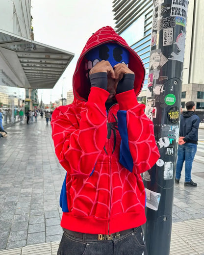 Y2K Spider 3D Print Oversized Zip Hoodie