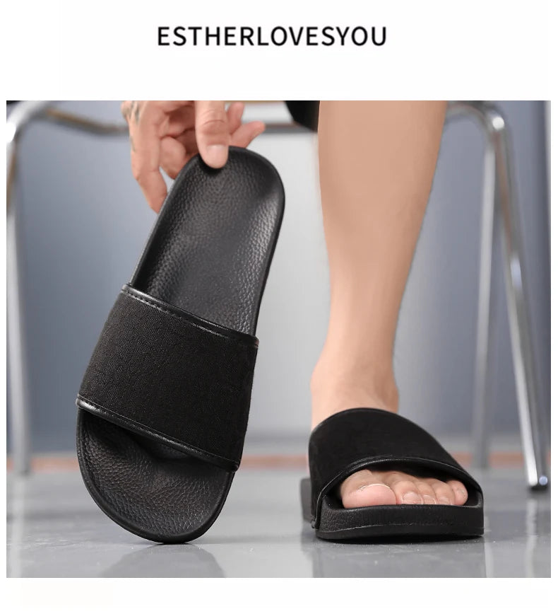 Men's Home Slippers Lightweight Summer New Style Flat and Worn Casual Retro Patterned Anti-slip Quick-drying Sandals