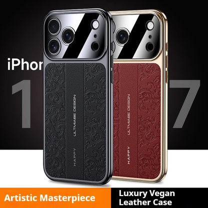Luxurious Leather Back Electroplated Soft TPU Cover Case For iPhone 17 pro Max Air iPhone 16 15 14 ProMax