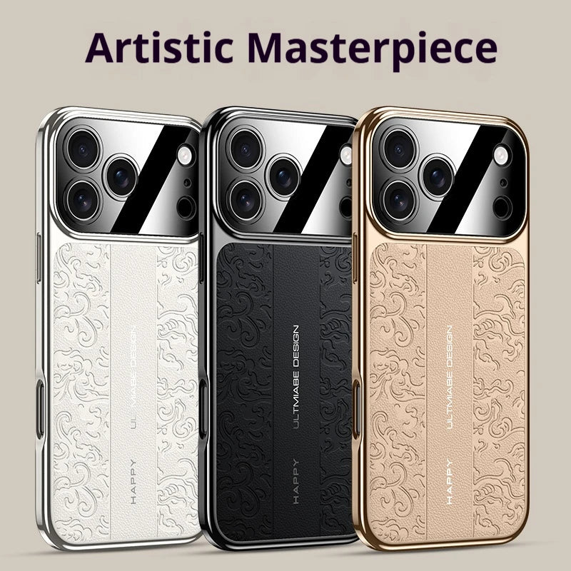 Luxurious Leather Back Electroplated Soft TPU Cover Case For iPhone 17 pro Max Air iPhone 16 15 14 ProMax