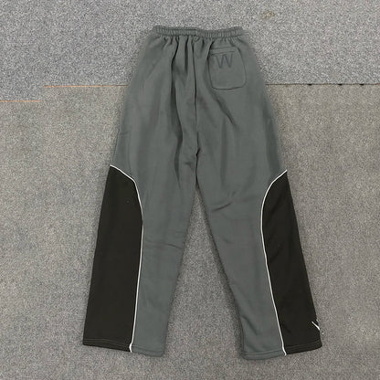 Trendy Letter Embroidery Patchwork Sweatpants Elastic American Sports for Men And Women