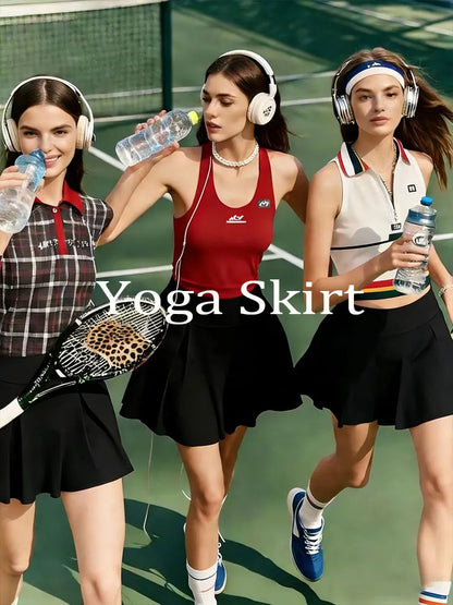 Women’s Yoga Fitness Tennis Outfit High Waist Sports Skirt Summer New Style Quick Dry A-Line Skort Suitable For Running Workout