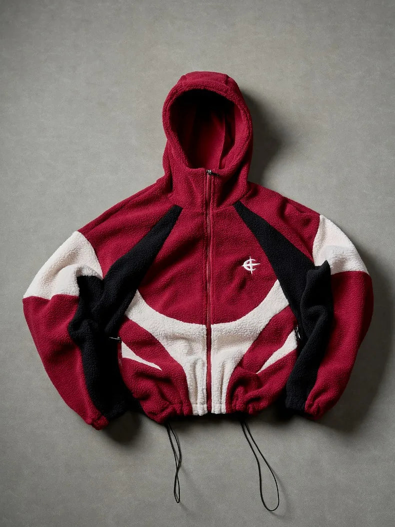 Men's Fleece Patchwork Streetwear Hoodie Jacket