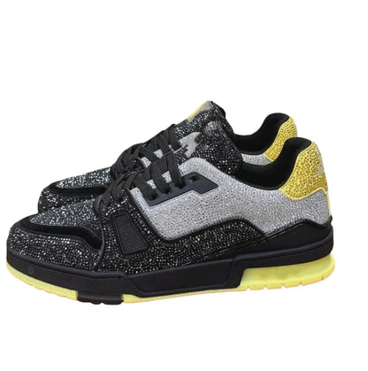 Fashionable Low-Top Unisex Trainer Shoes with Diamond Print High-Top Version Men's Sport Shoes Breathable Wear-Resistant Rubb...