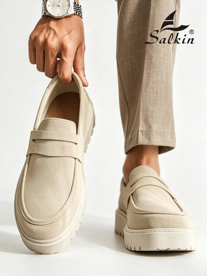 New Designer Casual Shoes Men's Slip On Loafers Preppy Comfortable Business Commute Outdoor Men Sneakers Suede Leather Shoes