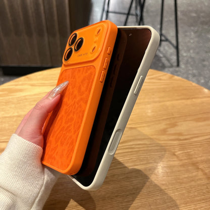 Original Leopard Print Texture Phone Case For iPhone 17 16 15 14 13 Pro Max Large Window Lens Protection Shockproof Matte Cover