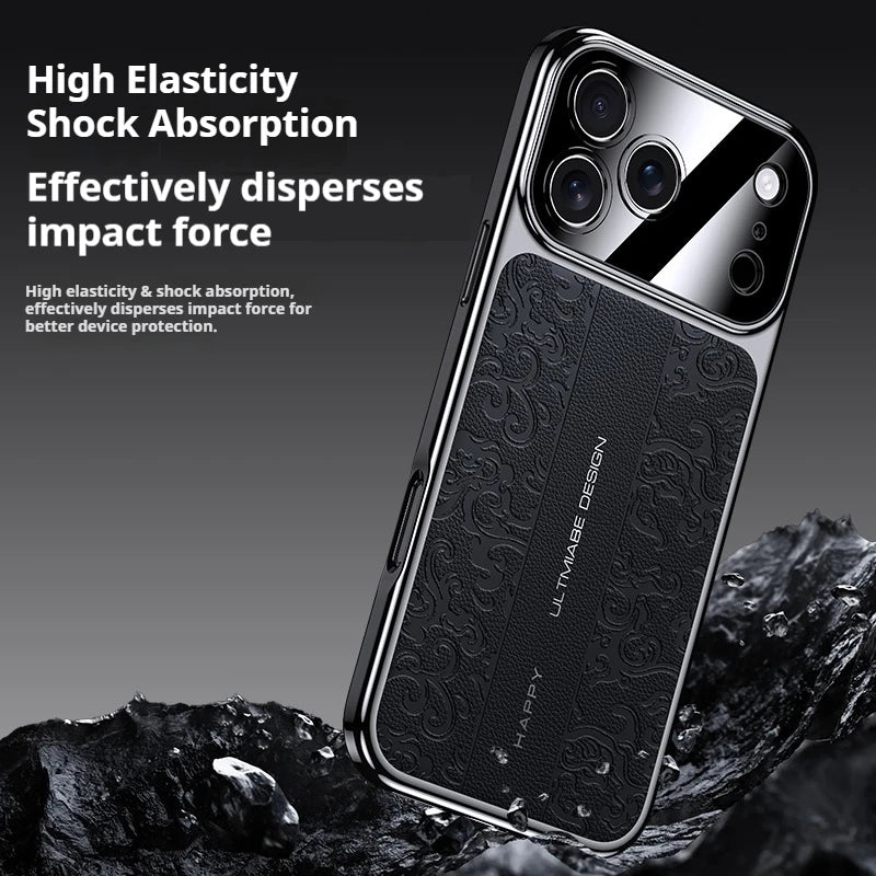 Luxurious Leather Back Electroplated Soft TPU Cover Case For iPhone 17 pro Max Air iPhone 16 15 14 ProMax
