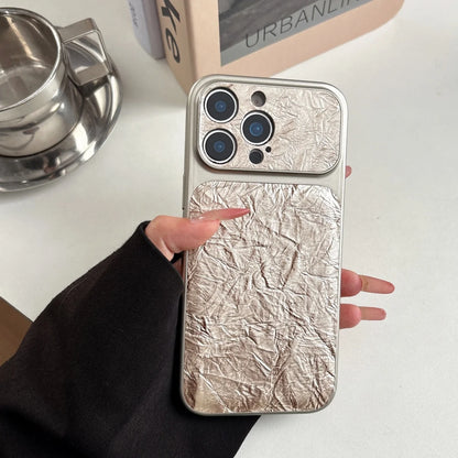 Luxury Retro Petal Flower Large Window Phone Case For iPhone 17 16 15 14 13 Pro Max Fashion 3D Wrinkle Texture Shockproof Cover