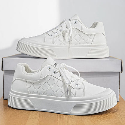 Men's Chunky Platform Skate Shoes | Quilted Upper | Non-Slip Casual Walking Sneakers