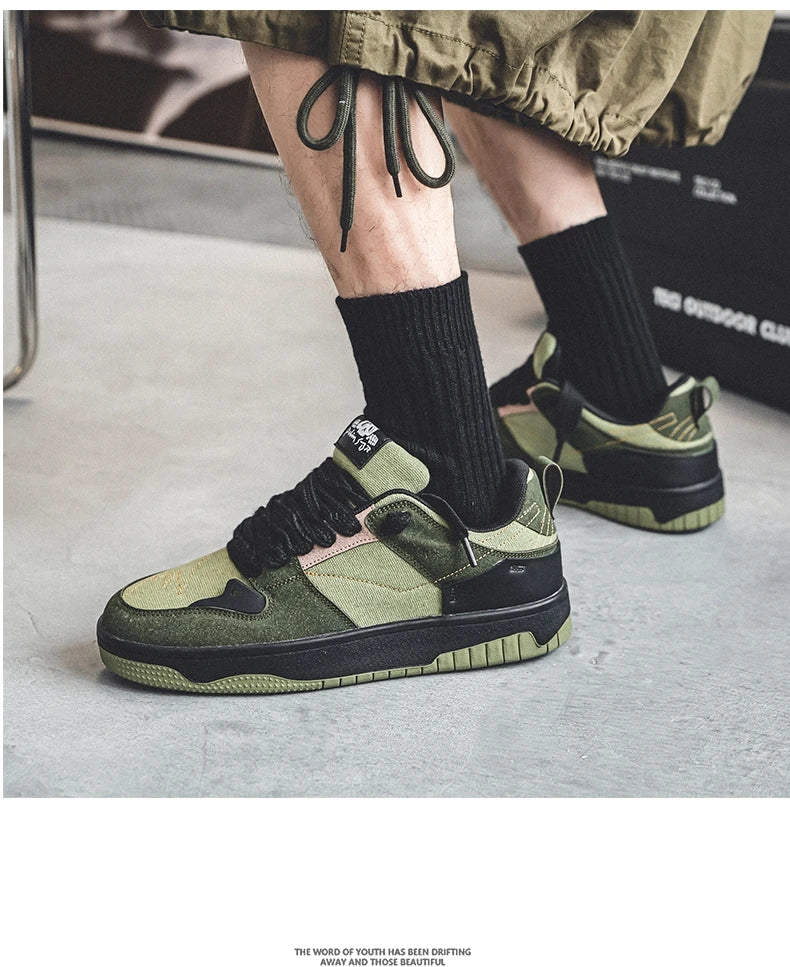 Men's Run Sneaker Walking Leather Shoes Youth Casual Cricket Shoes Fashion Trend Board Shoes Comfort Skateboard Shoes