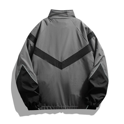 2025 New Men's Autumn Jacket with Reflective Splicing Stand Up Collar Spring and Autumn Sports and Leisure Windproof Jacket