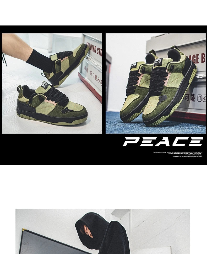 Men's Run Sneaker Walking Leather Shoes Youth Casual Cricket Shoes Fashion Trend Board Shoes Comfort Skateboard Shoes