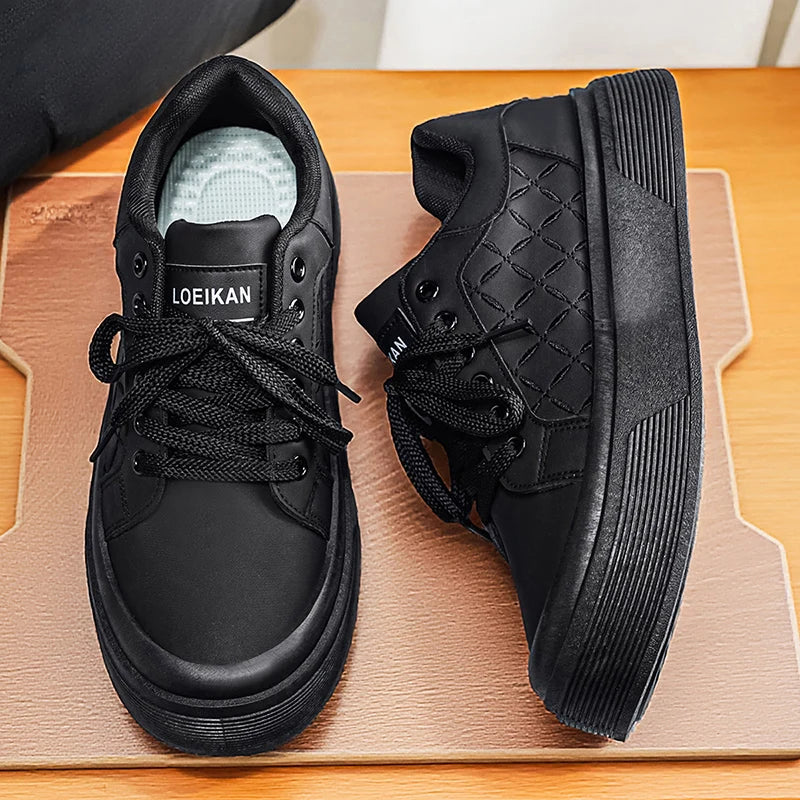 Men's Chunky Platform Skate Shoes | Quilted Upper | Non-Slip Casual Walking Sneakers