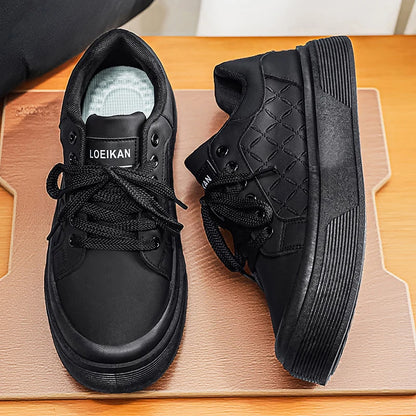 Men's Chunky Platform Skate Shoes | Quilted Upper | Non-Slip Casual Walking Sneakers