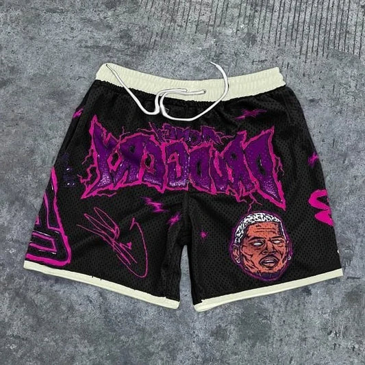 Vintage Casual Fun Pattern Graphics Shorts Loose Basketball Sport Gym Breathable Shorts Fitness Training Workout Male Shorts