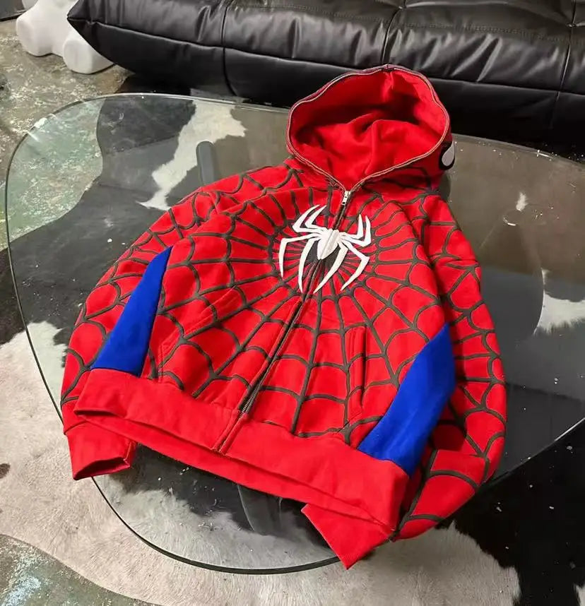 Y2K Spider 3D Print Oversized Zip Hoodie