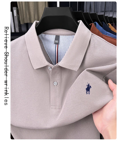 100% cotton high-end brand long sleeve polo shirt new Paul pony embroidery luxury comfort men's business leisure lapel T-shirt