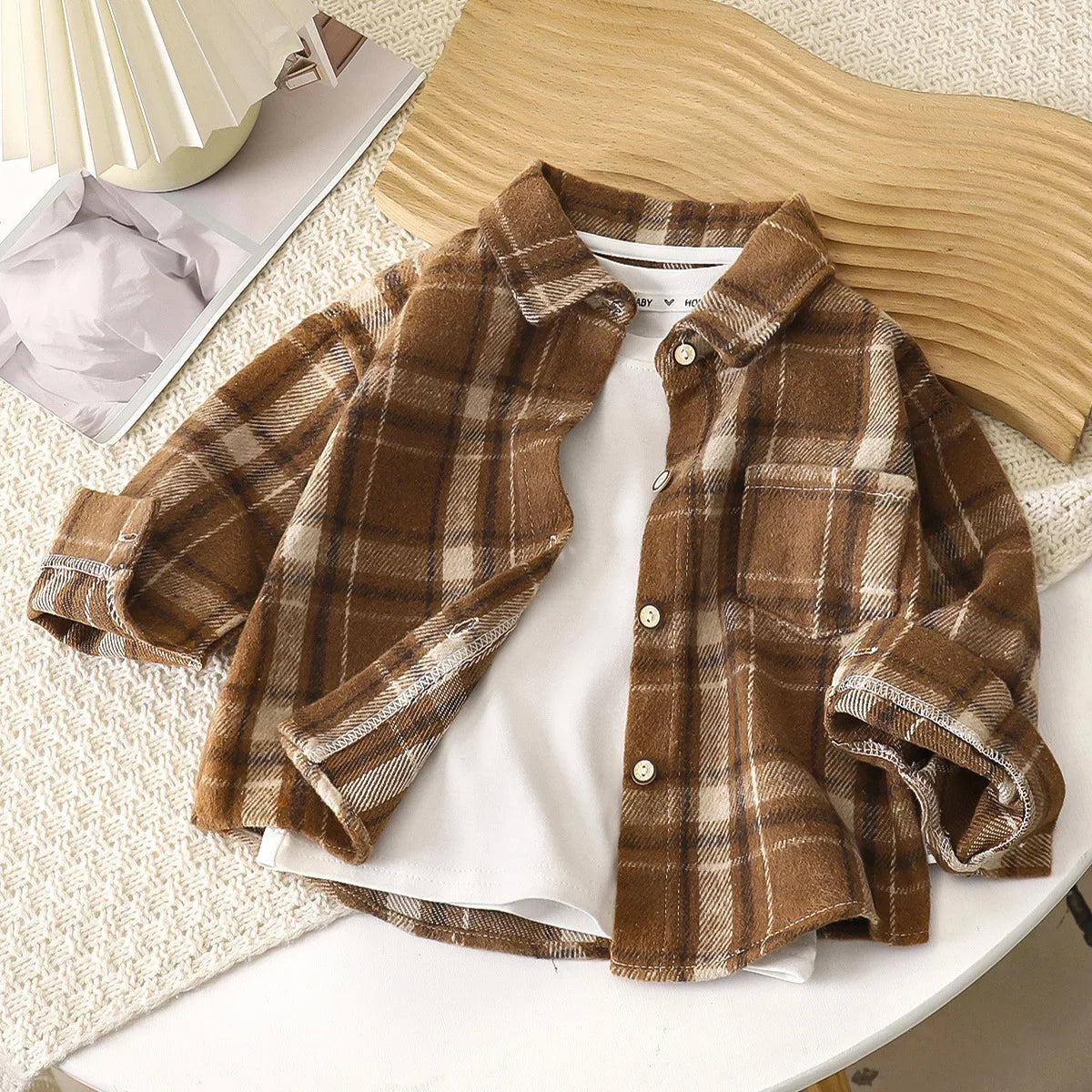 1PCS Autumn Blouses & Shirts New Spring Boy Shirt Plaid Long-sleeved Children's Fashion Tops Boys Handsome Spring Jacket Shirt