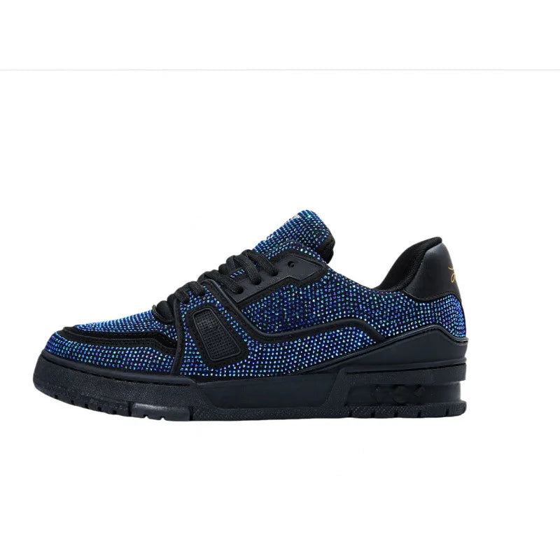Fashionable Low-Top Unisex Trainer Shoes with Diamond Print High-Top Version Men's Sport Shoes Breathable Wear-Resistant Rubb...