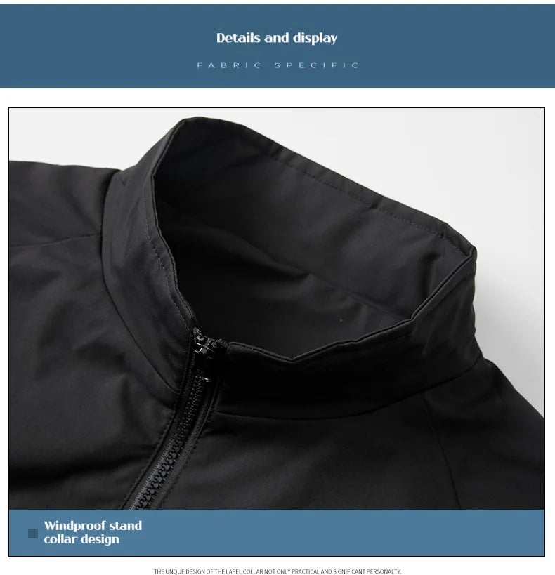 2025 New Men's Autumn Jacket with Reflective Splicing Stand Up Collar Spring and Autumn Sports and Leisure Windproof Jacket