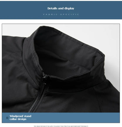 2025 New Men's Autumn Jacket with Reflective Splicing Stand Up Collar Spring and Autumn Sports and Leisure Windproof Jacket