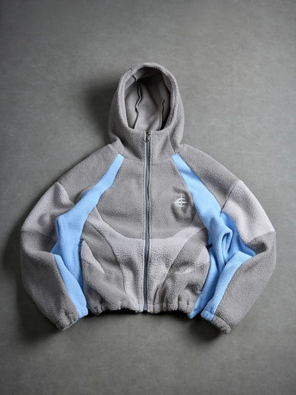 Men's Fleece Patchwork Streetwear Hoodie Jacket