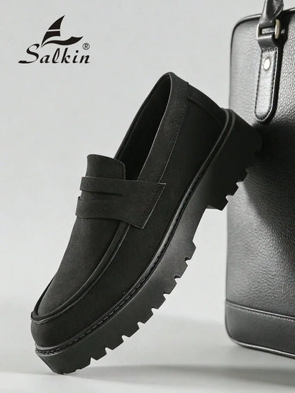 New Designer Casual Shoes Men's Slip On Loafers Preppy Comfortable Business Commute Outdoor Men Sneakers Suede Leather Shoes