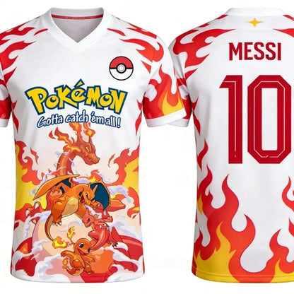 Dragon Ball x Japanese Style V-Neck Jersey Goku Sakura Pagoda Anime Football Shirt for Men