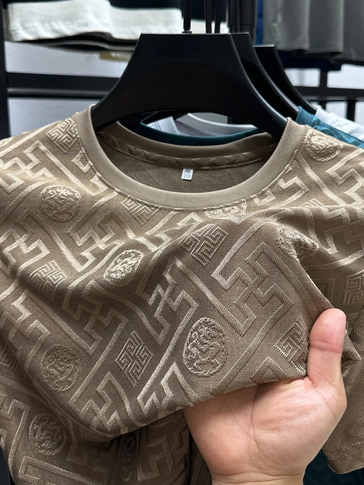 Brand Ice Silk Breathable Short Sleeve Men's O-neck Fashion Designer 2025 Summer Cool and Comfortable T-shirt Men's Wear