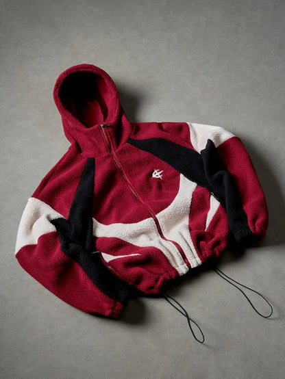 Men's Fleece Patchwork Streetwear Hoodie Jacket