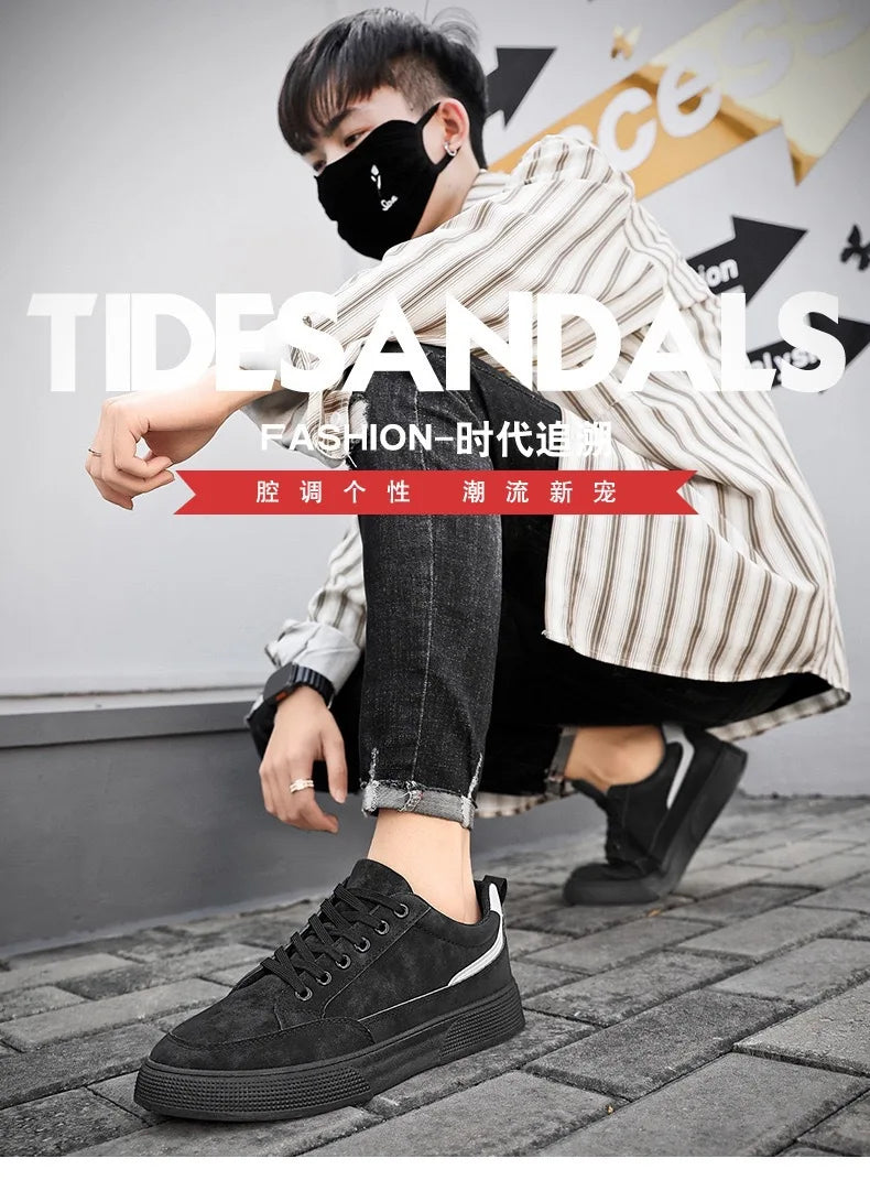 Men's casual sports shoes flat sole design low-top lace style soft soles comfortable and non-skid suitable for daily wear