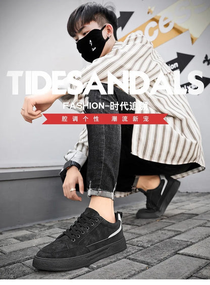 Men's casual sports shoes flat sole design low-top lace style soft soles comfortable and non-skid suitable for daily wear