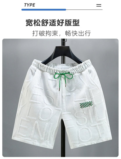 Letters Size 5XL 6XL 7XL 2023 New Fashion knitted Shorts Men Comfortable Elastic Waist Clothing Male Breathable Short Trousers