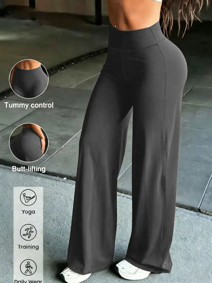 Buttery Soft Sports Straight Leg Pants Stretchy High Waist Loose Wide baggy Trousers Suitable For Fitness Workout Outdoor Sports