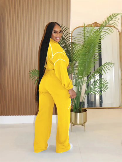 Doyerl Striped Casual Tracksuit Woman Two Piece Set Sports Workout Zipper Long Sleeve Jacket Coat and Sweatpants Matching Sets
