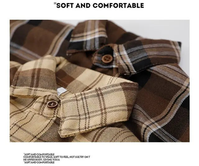 1PCS Autumn Blouses & Shirts New Spring Boy Shirt Plaid Long-sleeved Children's Fashion Tops Boys Handsome Spring Jacket Shirt