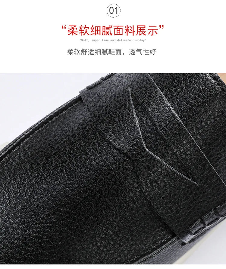 Casual Slip-On Men's Bean Oes Spring 2026 New Sle Comfortable Leather Sneakers Breathable Round Toe Flat Heel PU Lined