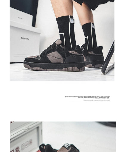 Men's Run Sneaker Walking Leather Shoes Youth Casual Cricket Shoes Fashion Trend Board Shoes Comfort Skateboard Shoes