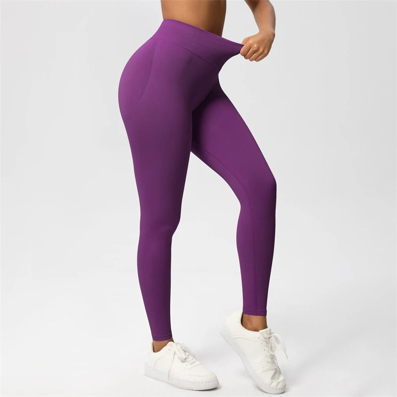2026 Bum Shaping Leggings Women Seamless Sports Yoga Pants Low Ribbed Band Gym clothes Fitness Workout Scrunch Butt Tight