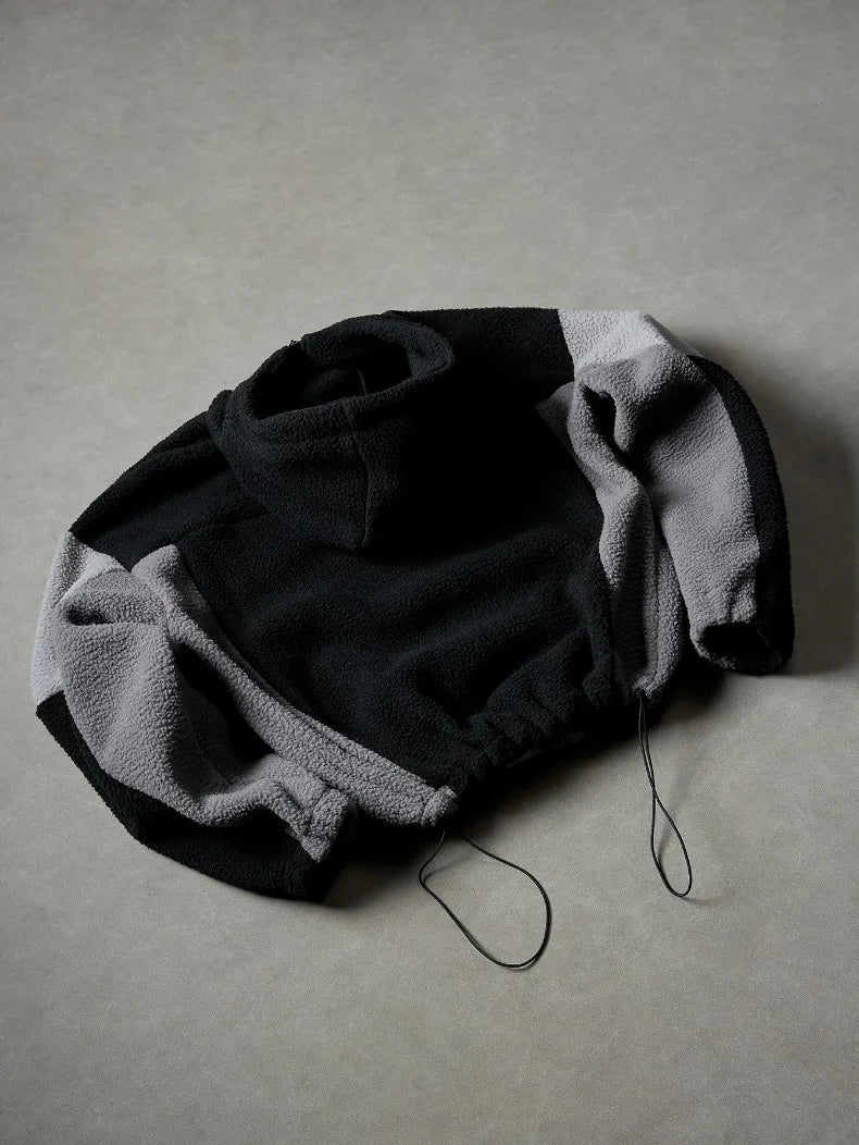 Men's Fleece Patchwork Streetwear Hoodie Jacket