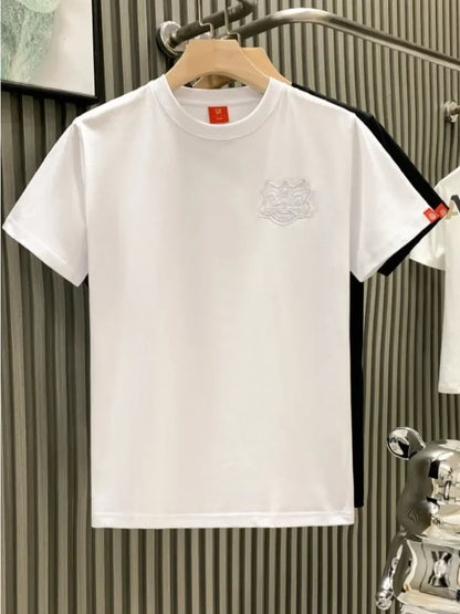 Male Tees Shirts Skinny Embroidery Lion New In Party Y2k Original Tops Hot Basic Korean Popular Clothes Cool Cheap Men's T-shirt