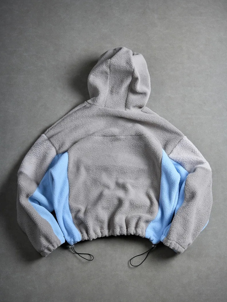 Men's Fleece Patchwork Streetwear Hoodie Jacket