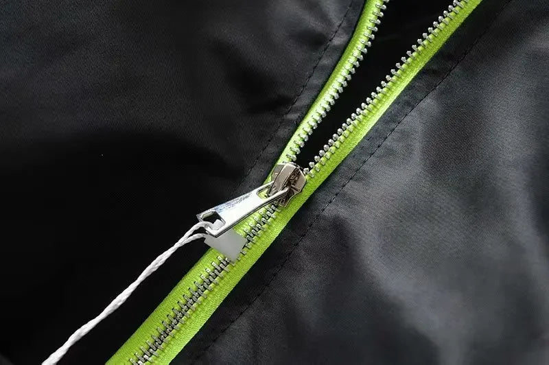 High Waisted Cropped Flight Jacket Women Spring Autumn Long Sleeved Folds Zipper Outerwear Casual Loose-fit Bomber Jackets Coat