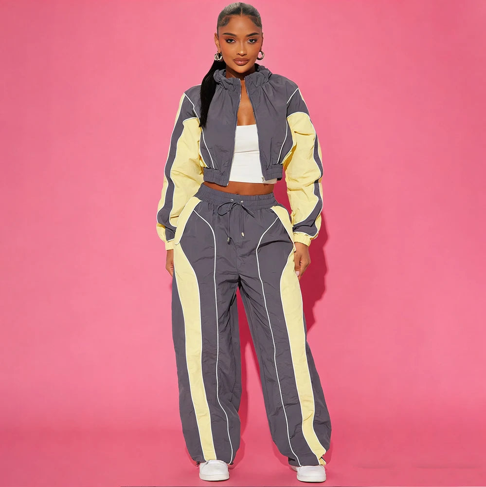 Premium Quality Nylon Tracksuit Set Zip-up Jacket Lightweight Waterproof Breathable Windbreaker Sets Training Tracksuits Women