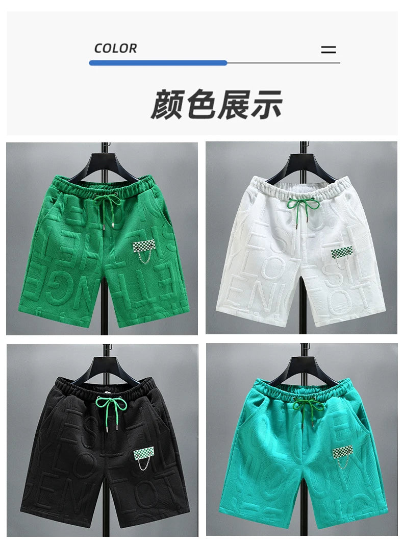 Letters Size 5XL 6XL 7XL 2023 New Fashion knitted Shorts Men Comfortable Elastic Waist Clothing Male Breathable Short Trousers