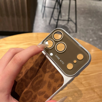 Original Leopard Print Texture Phone Case For iPhone 17 16 15 14 13 Pro Max Large Window Lens Protection Shockproof Matte Cover