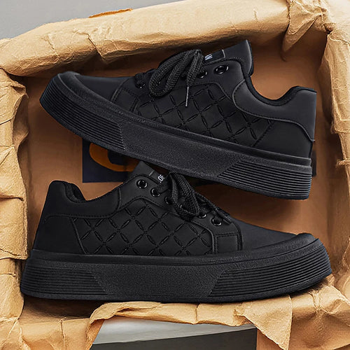 Men's Chunky Platform Skate Shoes | Quilted Upper | Non-Slip Casual Walking Sneakers