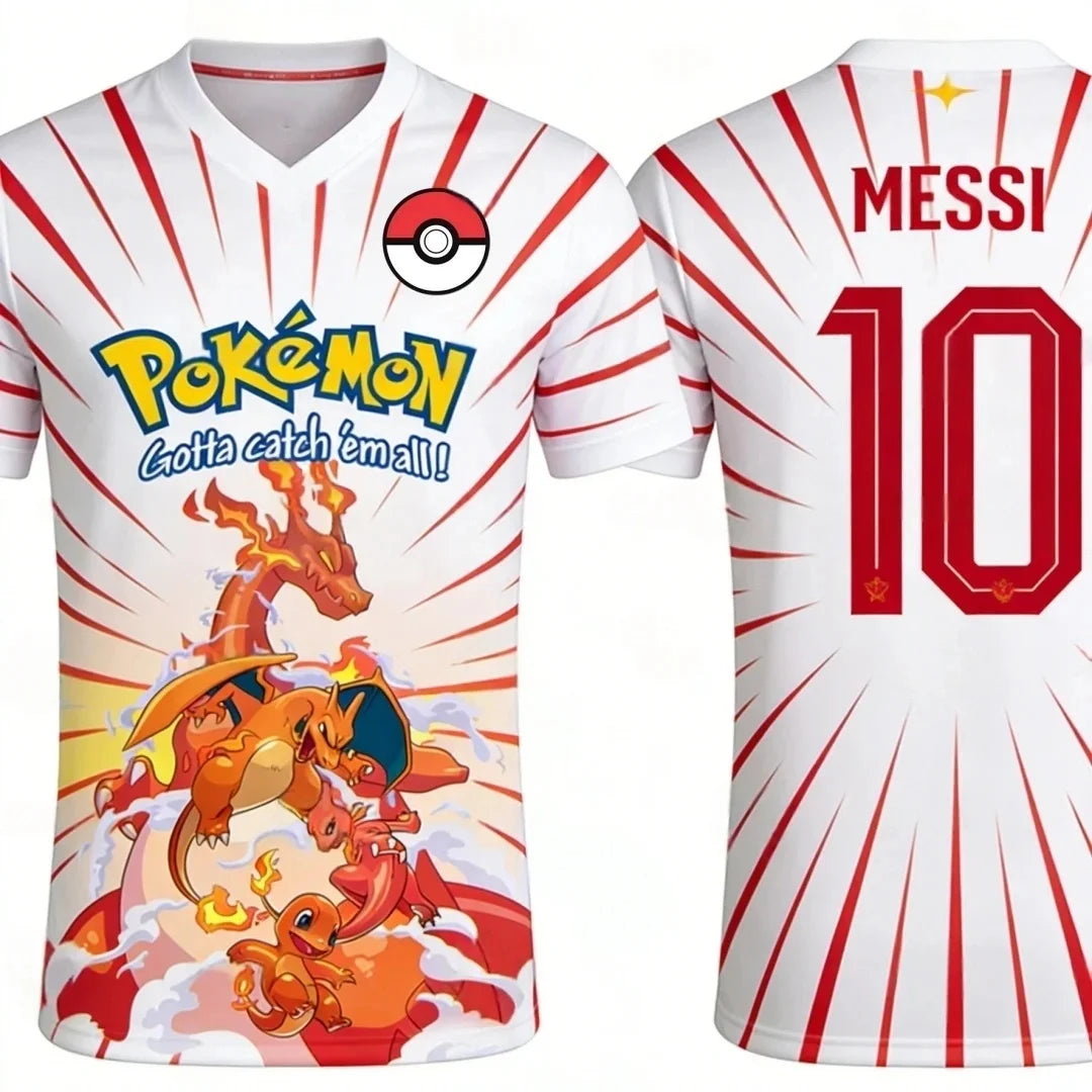 Dragon Ball x Japanese Style V-Neck Jersey Goku Sakura Pagoda Anime Football Shirt for Men